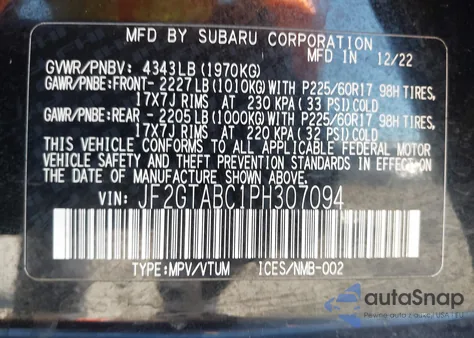 2023 Subaru Crosstrek from USA, damaged, VIN JF2GTABC1PH307094